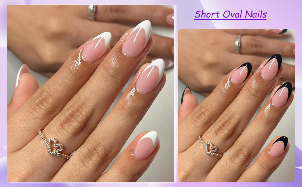 french nails press on, short oval nails, press nail almond, french tip nail,french tip press on pack