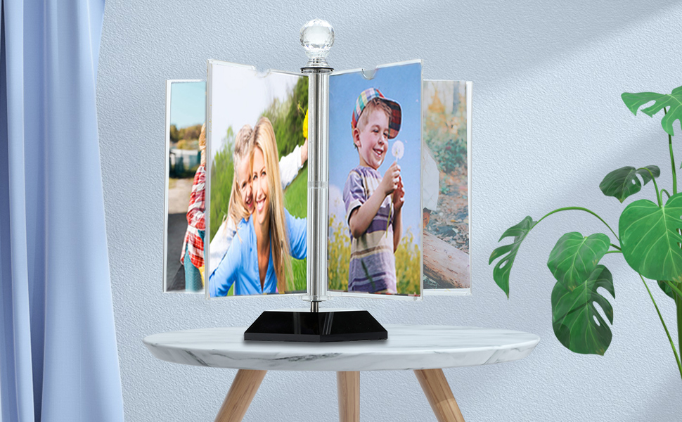 ZEEYUAN Rotating Acrylic Photo Frame DIY Multiple Picture Frame 5
