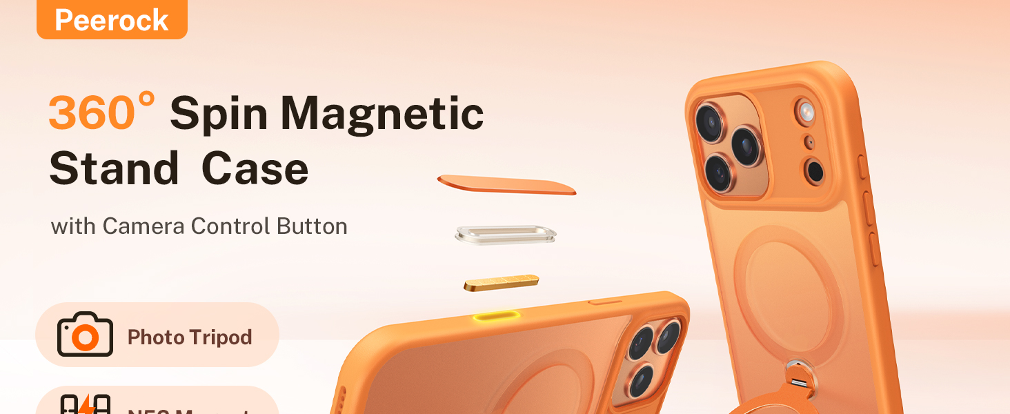 360 spin magnetic stand case for iPhone 17 pro max case