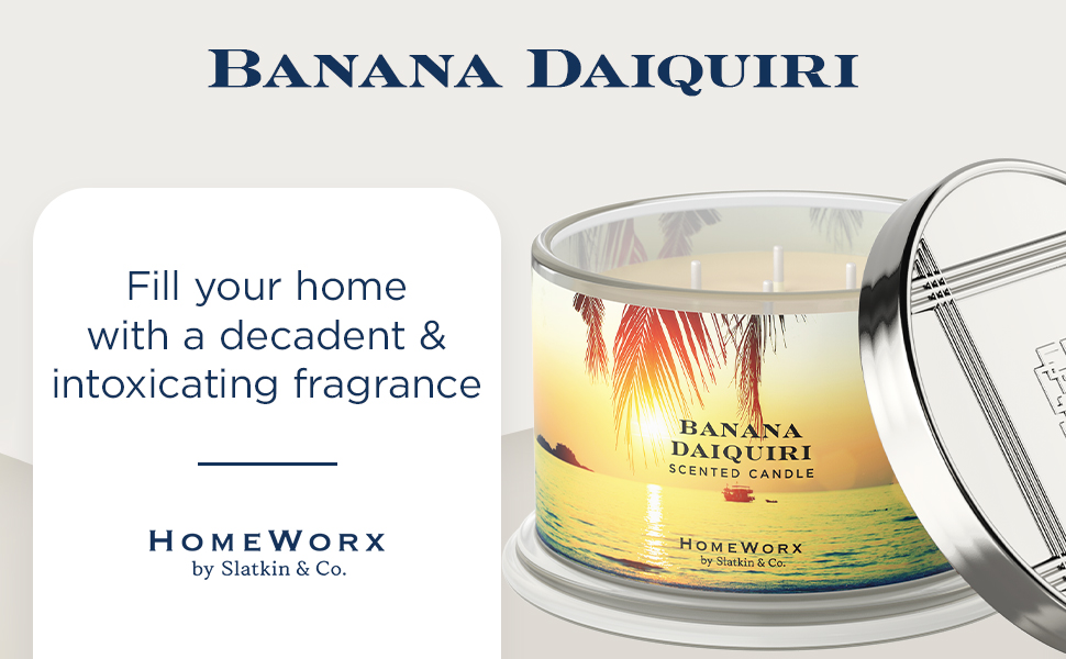 Premium Scented 4Wick Candle, Banana Daiquiri, HomeWorx by