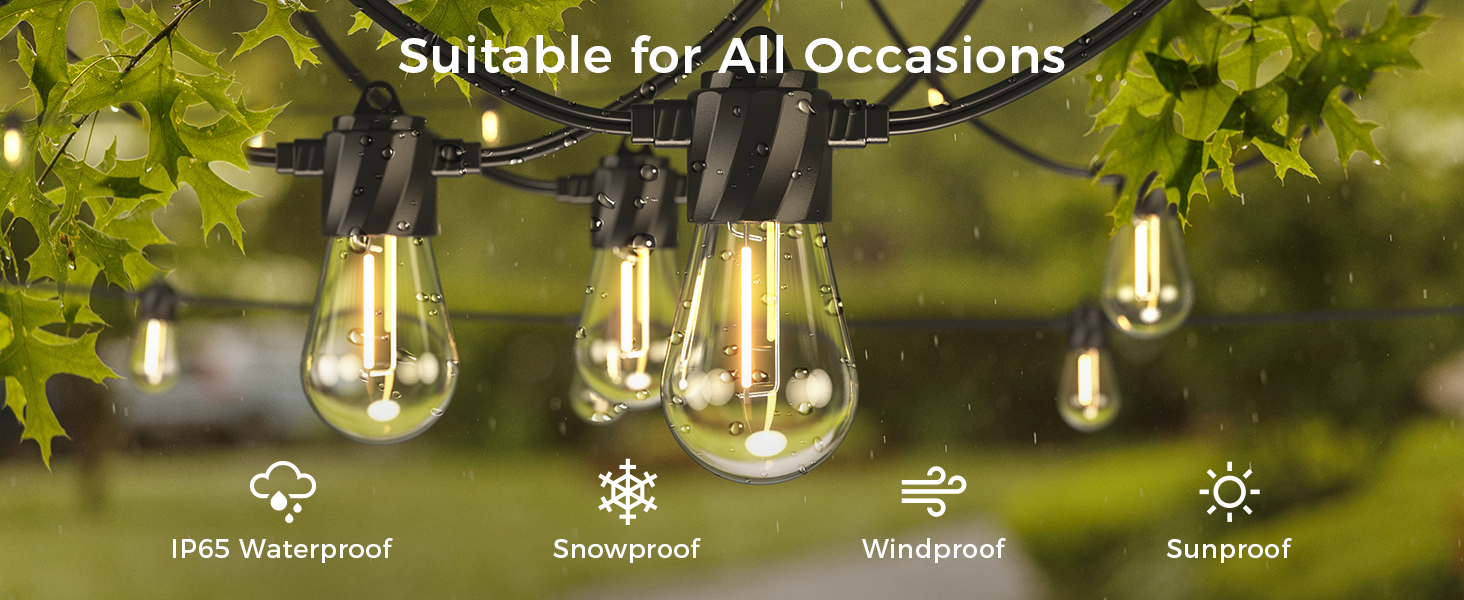 XMCOSY+ Outdoor String Lights, 48Ft Patio Lights with 16