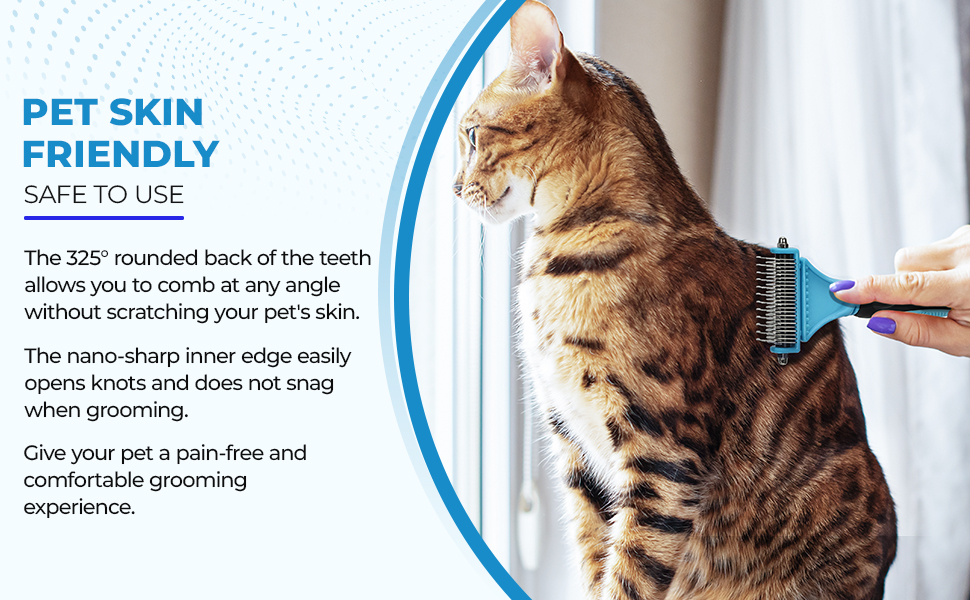 Morpilot Dog Grooming Brush, Dog Dematting Comb Tool, Cat Comb 23+12 Double Sided Teeth Blade