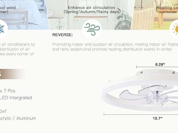 15.7 inch LED ceiling fan