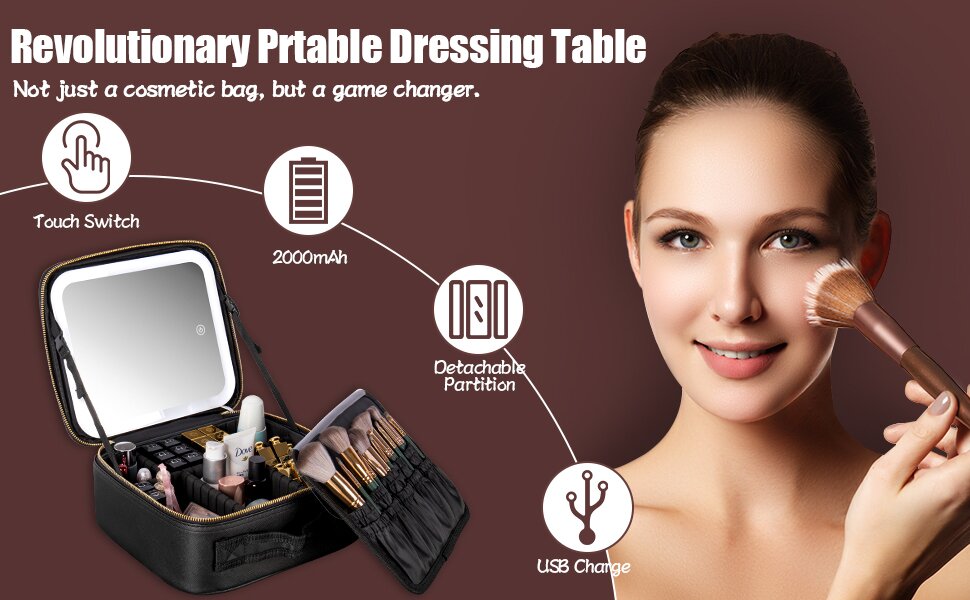 travel makeup case with mirror