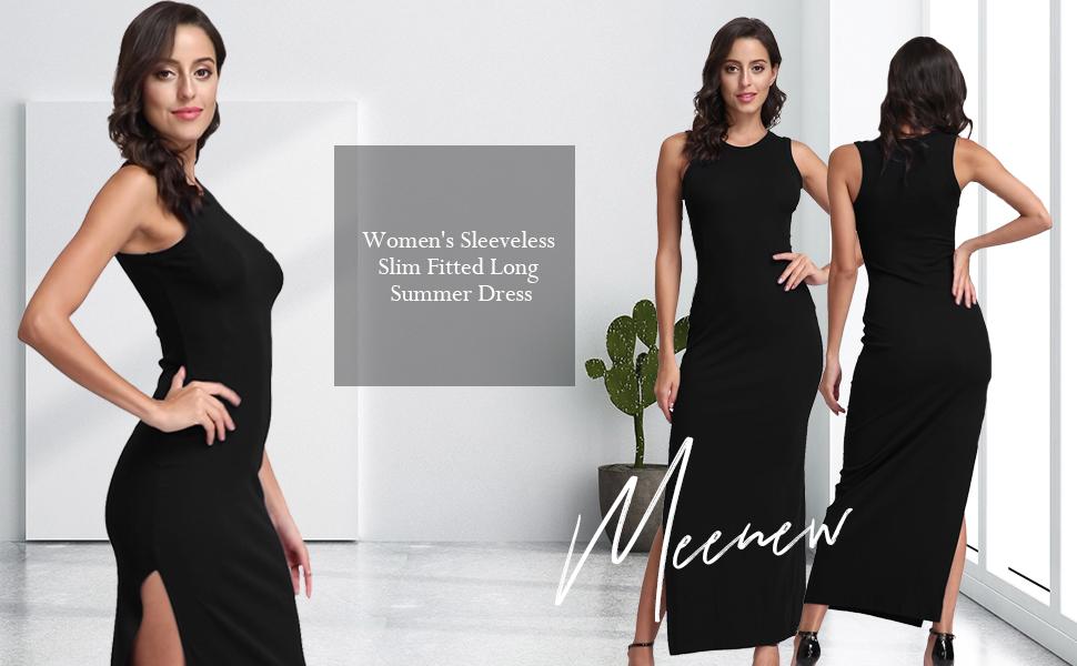 Women's Sleeveless Summer Casual High Slit Maxi Dress