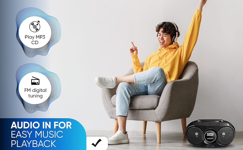 Philips Portable CD Player Boombox, Stereo Dynamic Bass