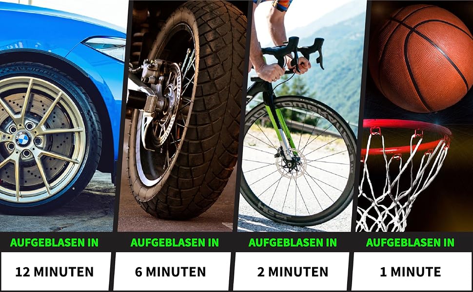 Coolado Bequemes Aufpumpen mit tPump X tragbarer MiniKompressor für alle Reifen mit Manometer