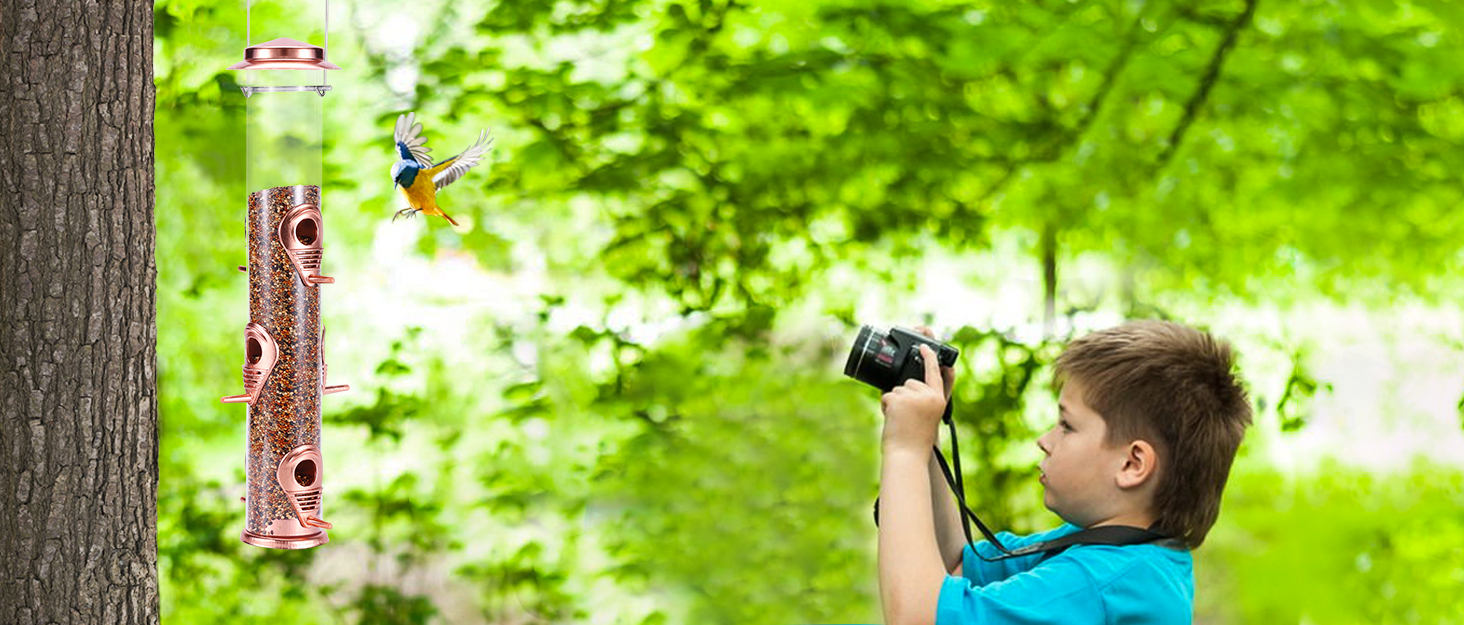 Metal Tube Bird Feeders for Outdoors 
