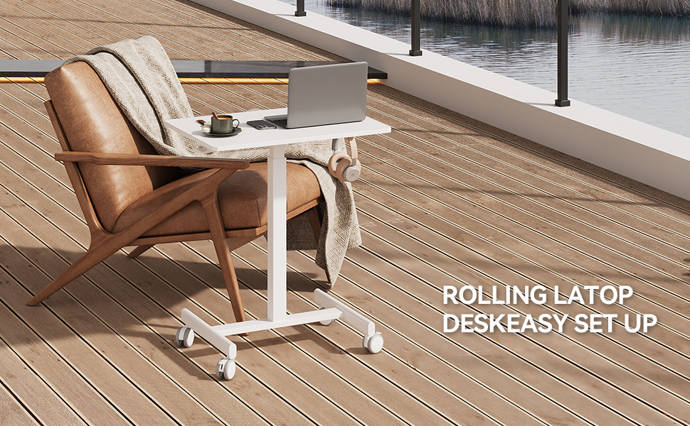 table height adjustable standing sit down desk computer side bed laptop wheels mobile portable small