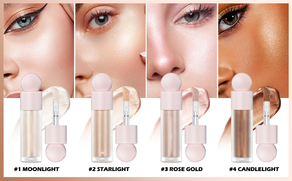 3Pcs Liquid Highlighter, Stick Liquid Luminizer Makeup Liquid