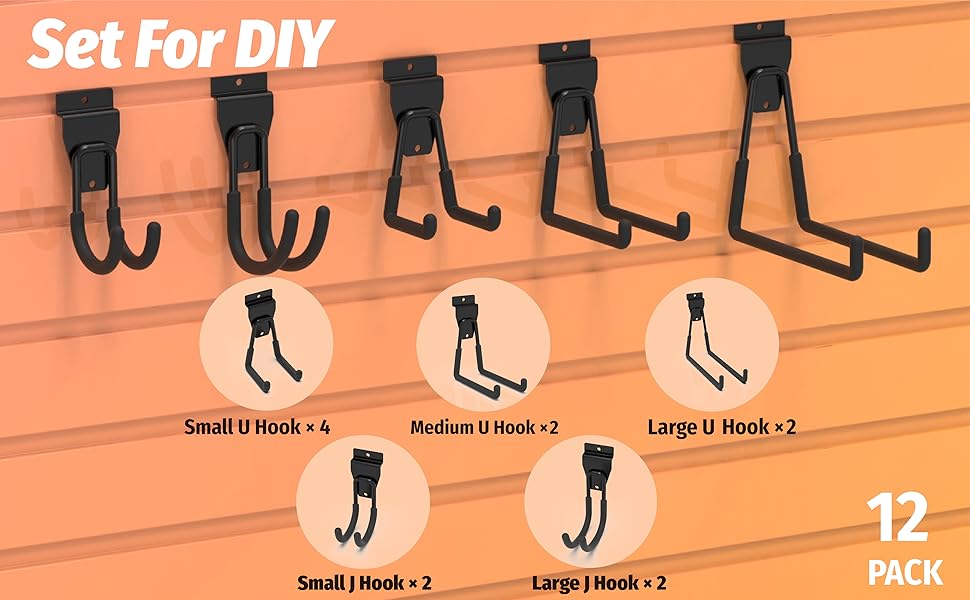 HUHOLE Slatwall Accessories, Multi Sizes Slatwall Hooks, Slat Wall