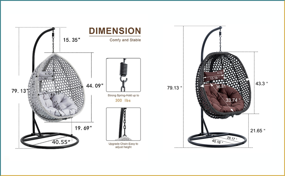 Hammock Chair Egg Swing Chair with Soft Cushions Hanging