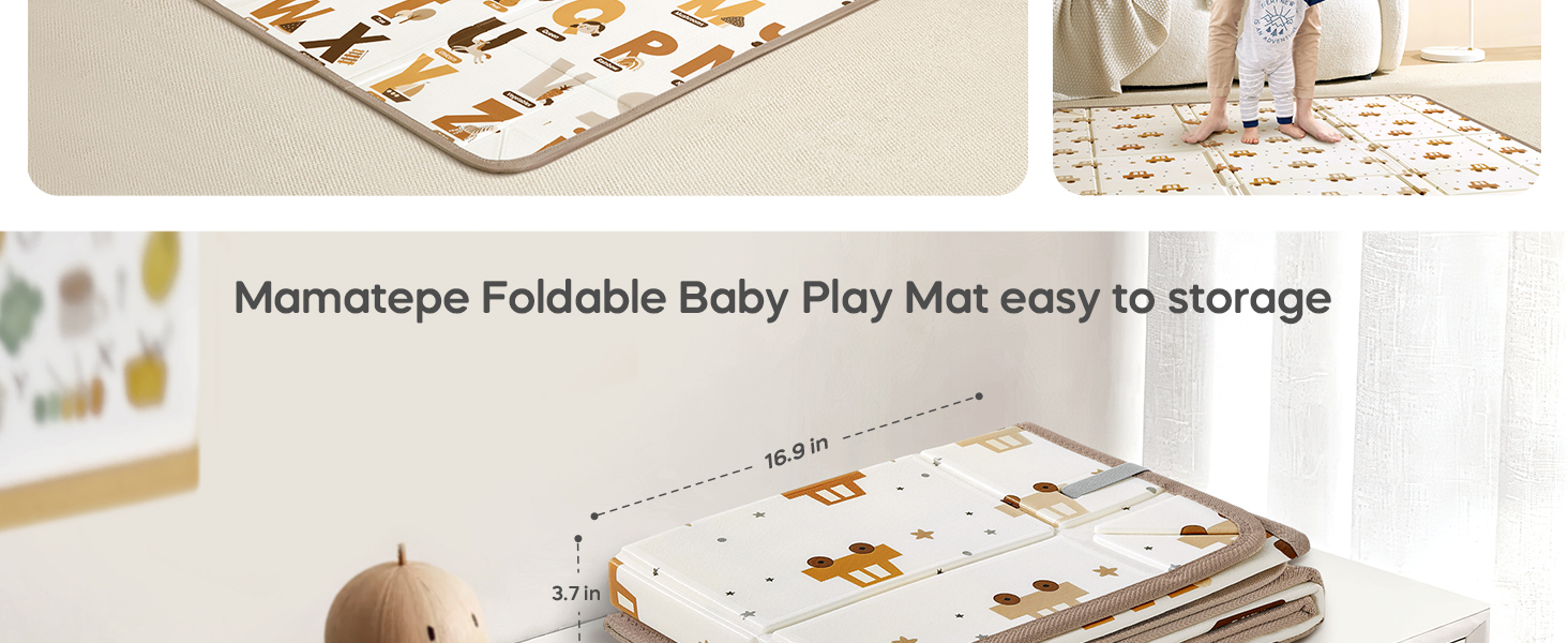 Baby Play Mat, 50" X 50" Foldable Foam Cushioned Play Mat