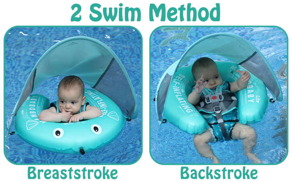 Mambobaby Float SelfInflating Baby Swim Float with Canopy, Newest