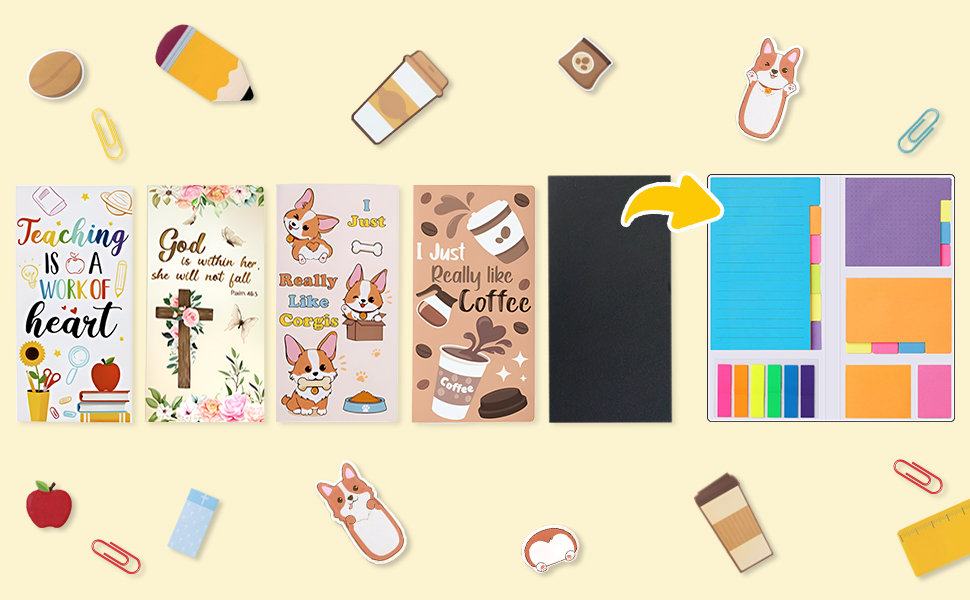 Sticky Notes Set, 440 Sheets, Cute Cartoon Frogs Self-Stick Notes Pads, Animal Divider Tabs Bundle