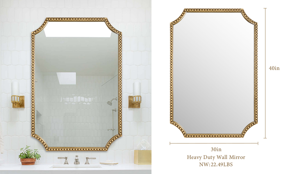 30"x40" Mirror for Wall, Full Scalloped ... 18 Gold Decorative Mirror