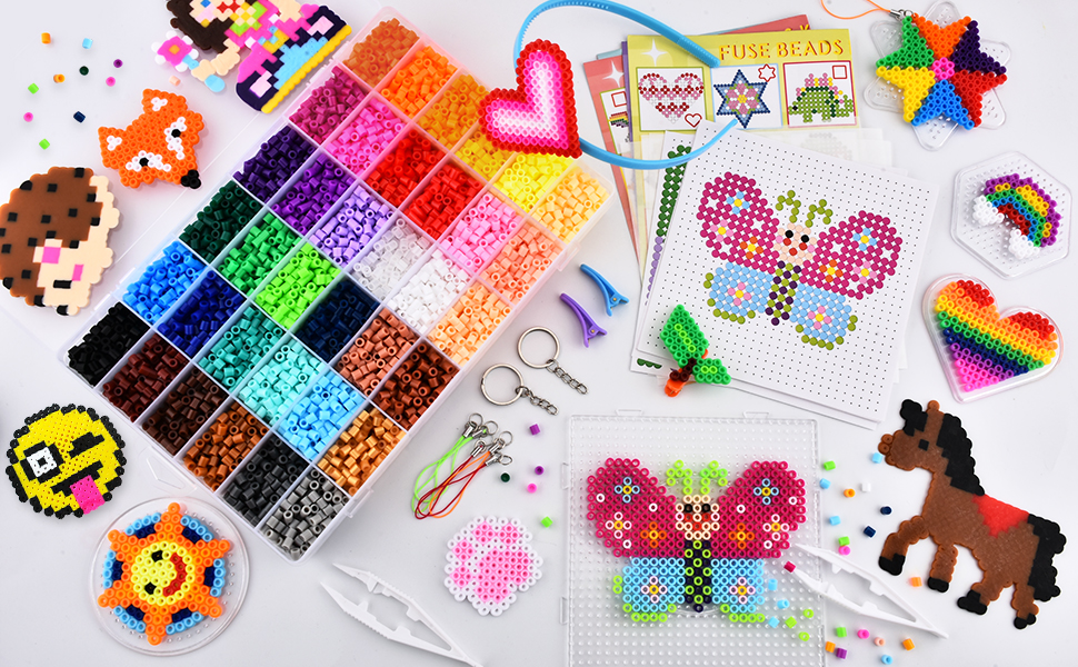 DazSpirit 10000pcs Fuse Beads Craft Kit for Kids, 36 Colors Iron Beads