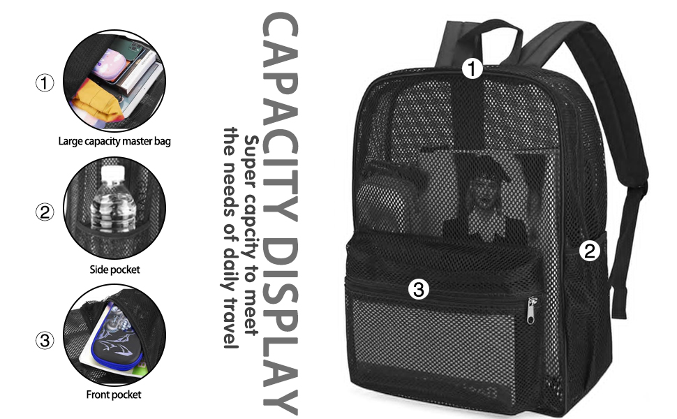 MCWTH Heavy Duty Mesh Backpack, See Through School College