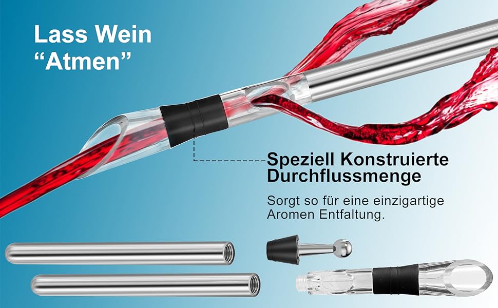 LEBEXY Stainless Steel Wine Cooling Rod with Spout and Decanter Aerator