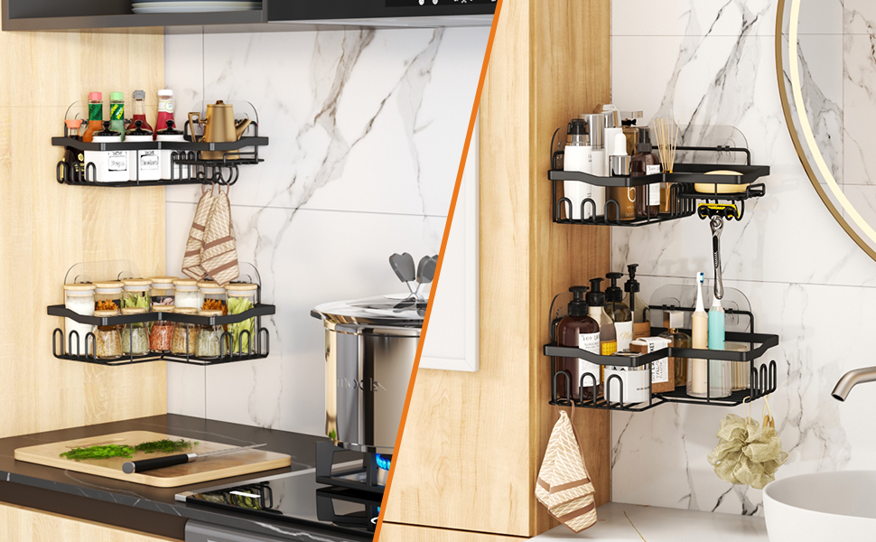 SWTYMIKI Corner Shower Caddy with Soap Holder, 2 Pack Shower Organizer