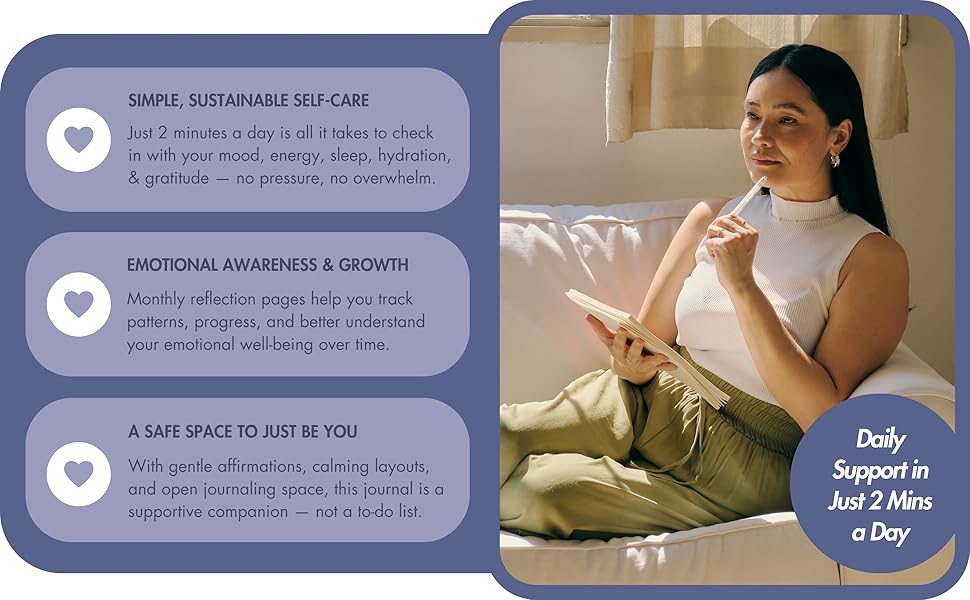 Woman journaling with mood tracker highlights: self-care, reflection, and emotional growth