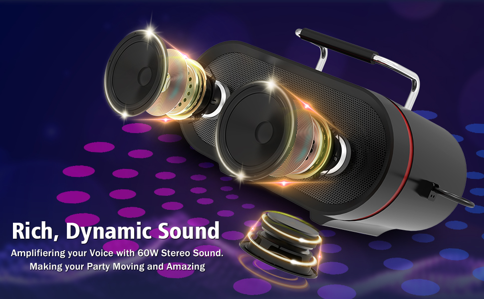 RHM Karaoke Machine for Kids&Adult,2 Wireless Microphones