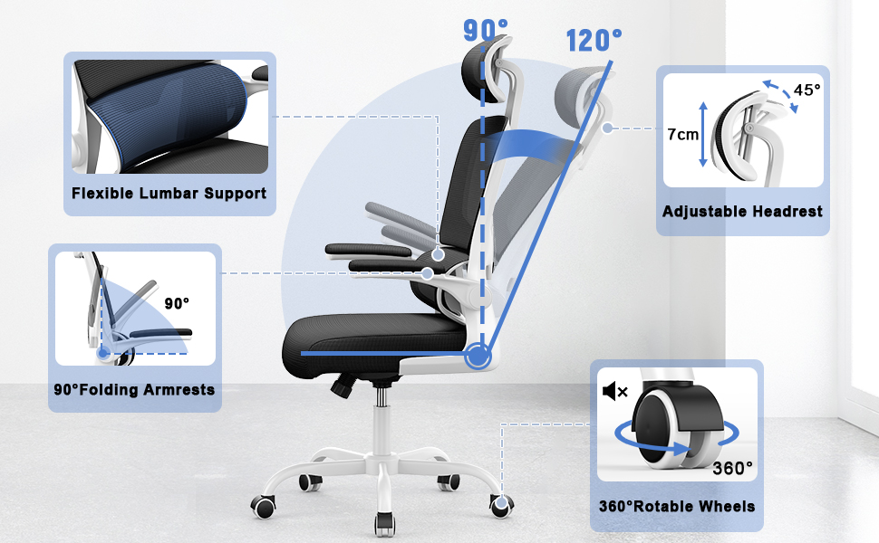 Naspaluro Ergonomic Office Chair High Back Desk Chair with CShape