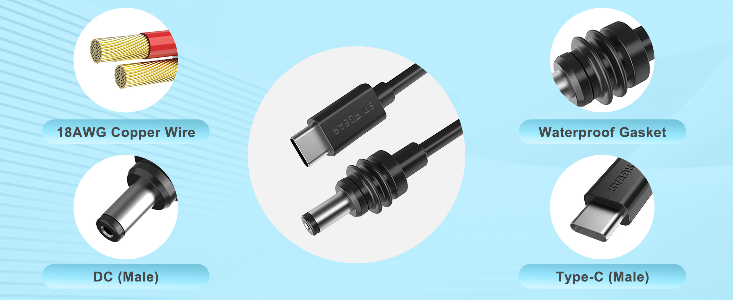 For Starlink Mini USB C to DC Power Cable, Replacement