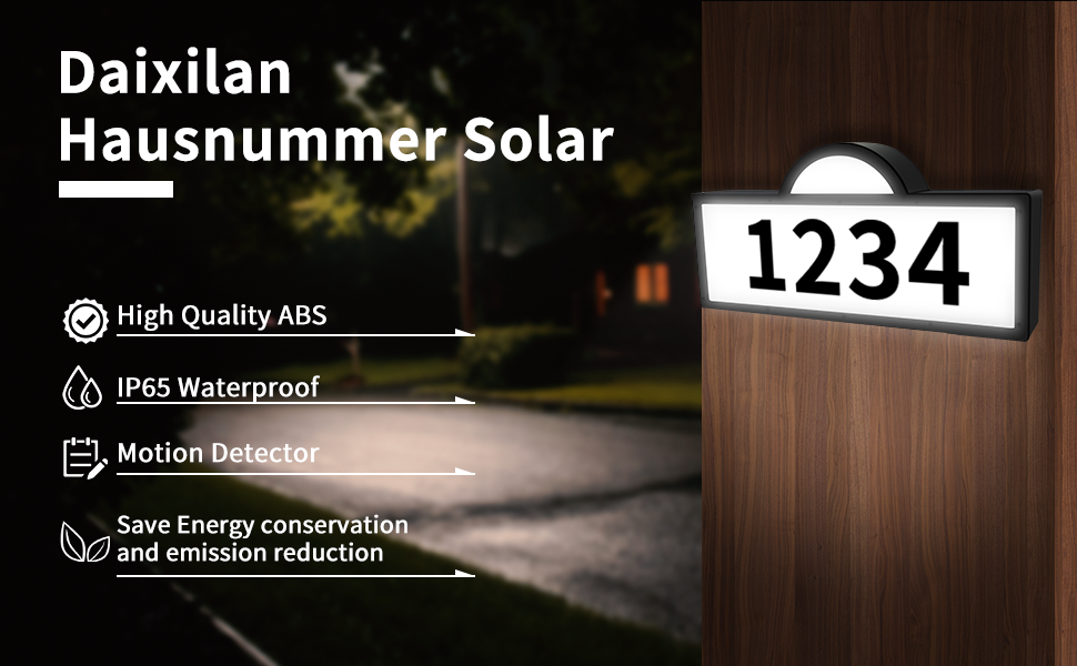 Outdoor Solar House Numbers, Solar Powered,Address Numbers for House
