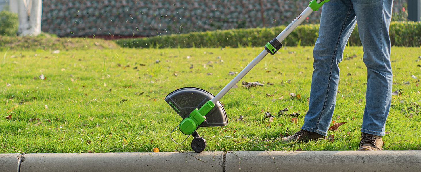 Greenworks 40V Coupe Bordure Sans Fil avec Roue pour Petits et Moyens Jardins, Largeur Coupe 33