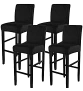 SearchI Stretch Bar Stool Covers Set of 4, Stretch Removable Washable Velvet Bar Stool Chair Cove...