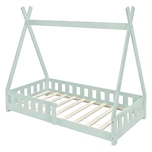 ML-Design ML-216/kinderbed Tipi + valbescherming 160 x 80 cm mintgroen mint