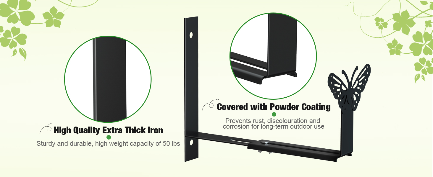 XYADX Window Planter Box Brackets 4 Pack, Adjustable Heavy