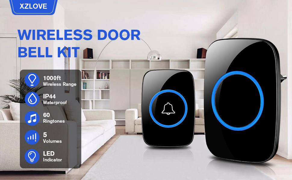 Wireless Door Bell for Home,XZLOVE Wireless Doorbell Operating at