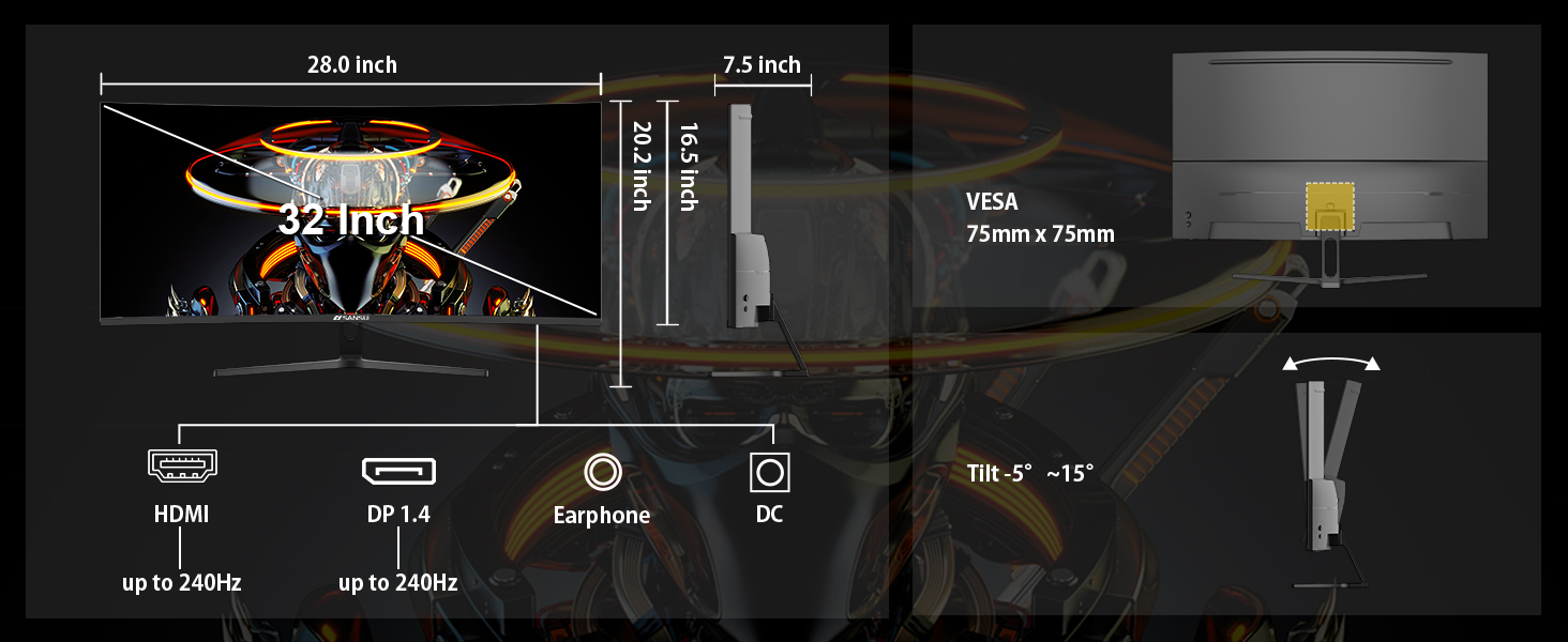 32 Inch Curved Gaming Monitor 240Hz