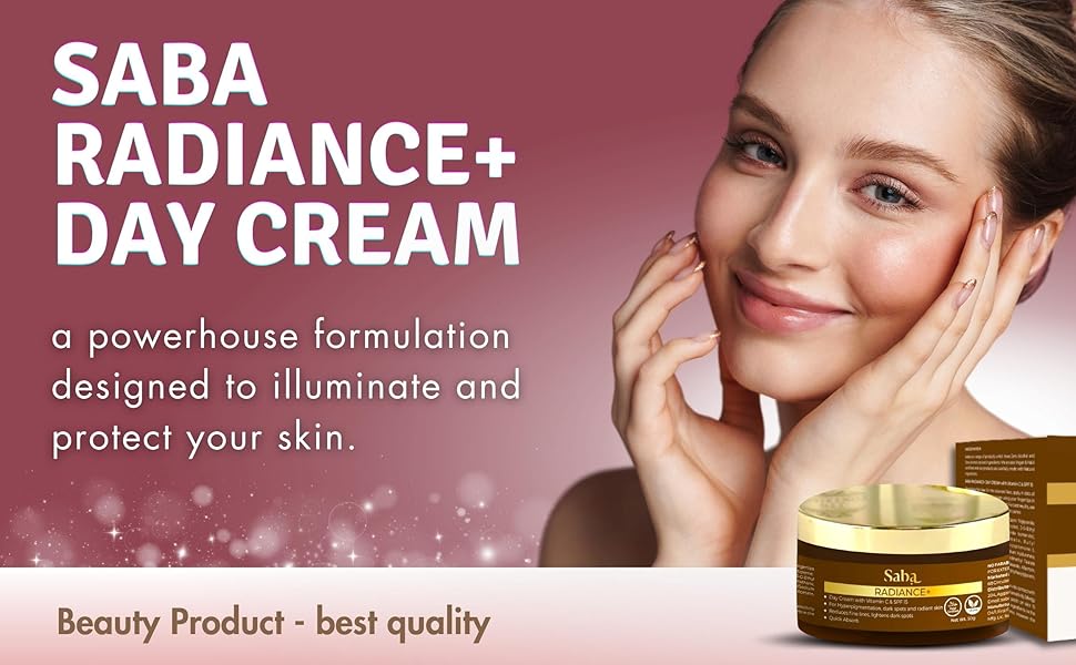 Saba Radiance+ Day Cream with Niacinamide, Vitamin C & SPF 15 50g