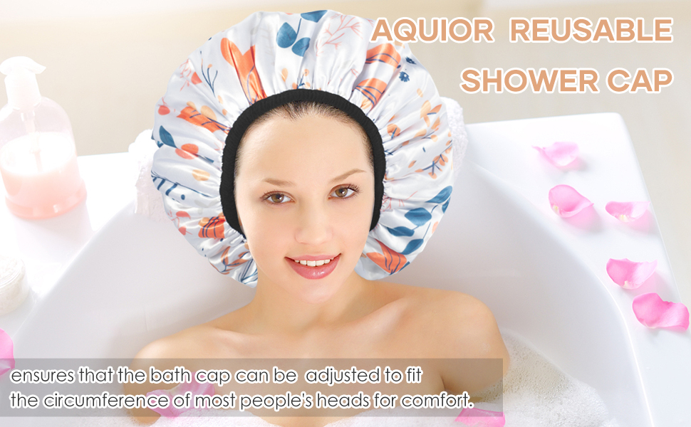 Aquior Shower Cap,Terry Lined Shower Cap for Women