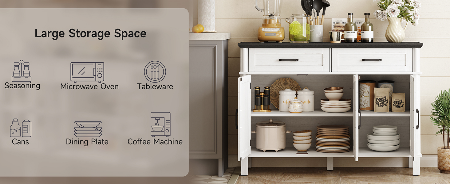 48" Buffet with Storage, Farmhouse Sideboard