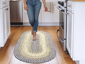 braided kitchen rug blue