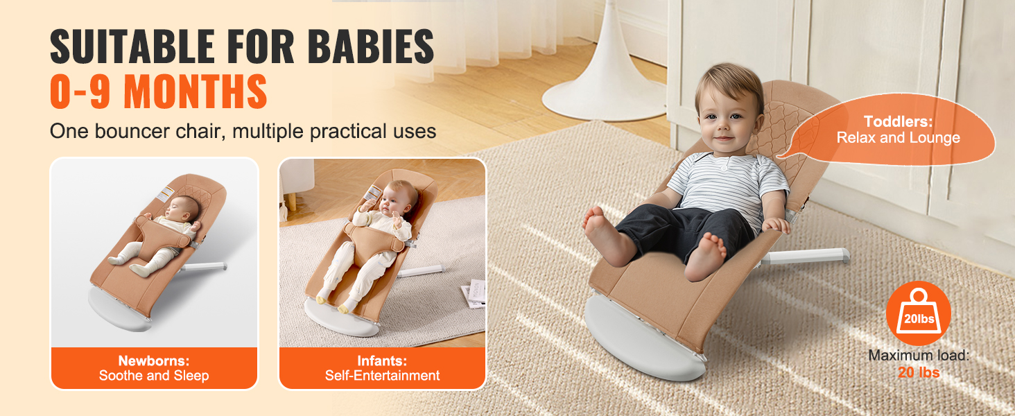 VEVOR Baby Bouncer, Folding Bouncer Seat for Babies 09