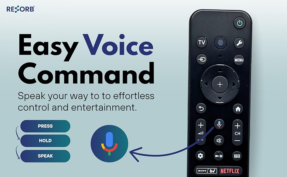 RESORB LED‑800 smart TV remote with voice control and LED backlight, works with Sony TVs