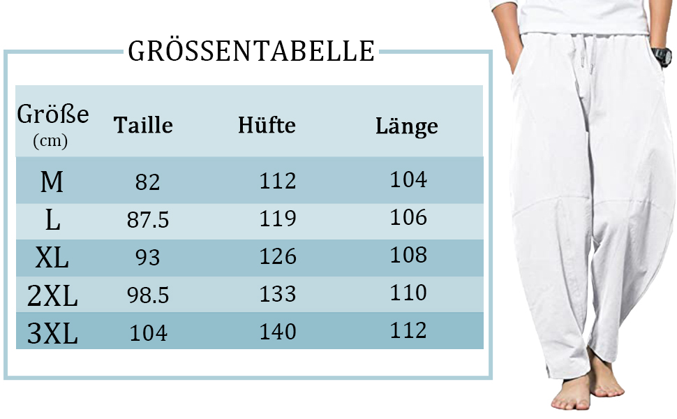 Herren Leinenhose Lang Sommerhose Herren Leicht Lang Herren-Hosen Casual Strandhose Herren