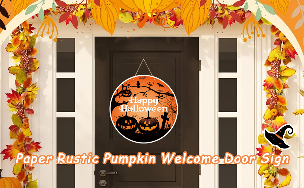 Vavious Halloween Decorations Rustic Door Hanging Sign