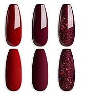 Shining She UV Nagellack Rot,6 Farben Glitzer Rot Burgunder Dunkel Gel Nagellack Set Soak-Off UV ...