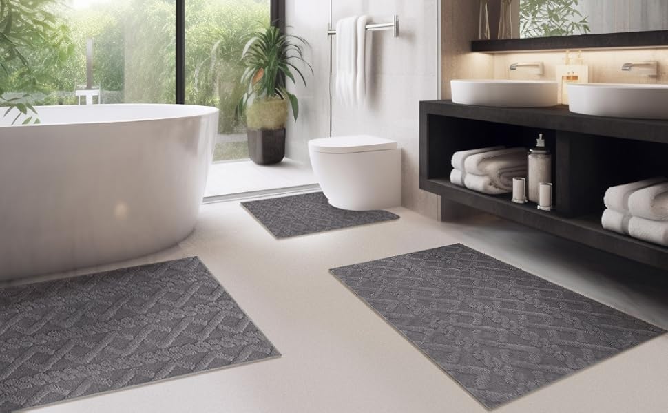 Matace Bathroom Rugs Bath Rug Set 3 Pieces Ultra Soft