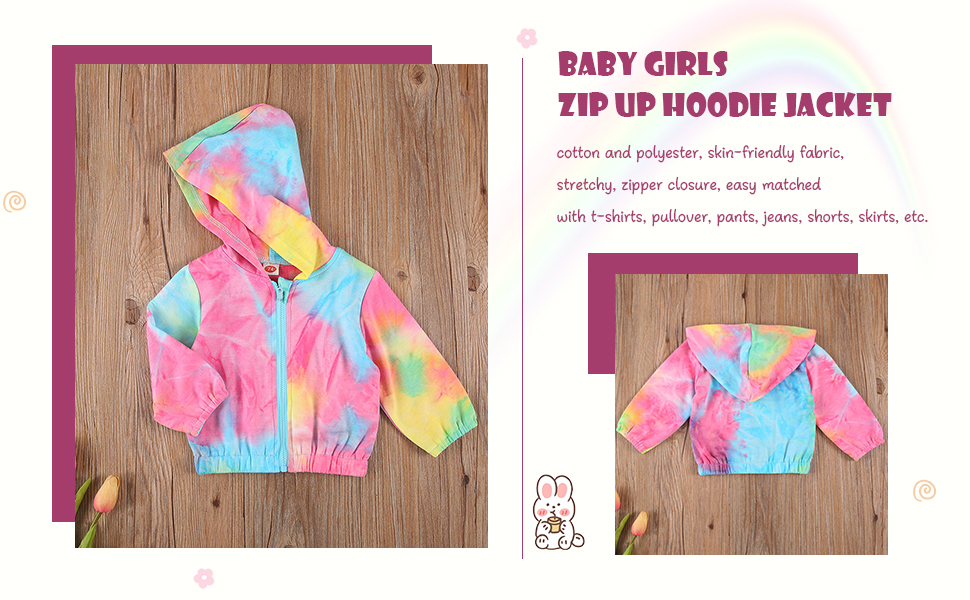 rainbow print hooded coat