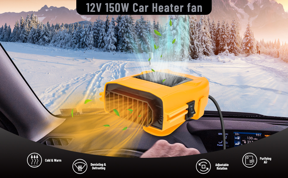Bestcool Car Heater Defroster, 2 in 1 Car Windshield Heater 12v 150w