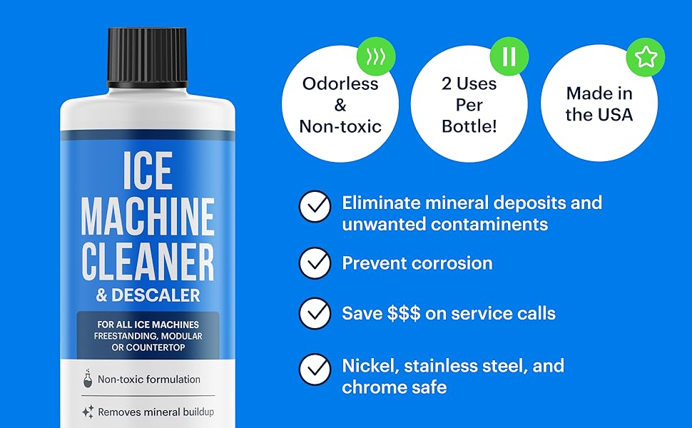 3Pack Ice Machine Cleaner and Descaler 16 fl oz, Nickel