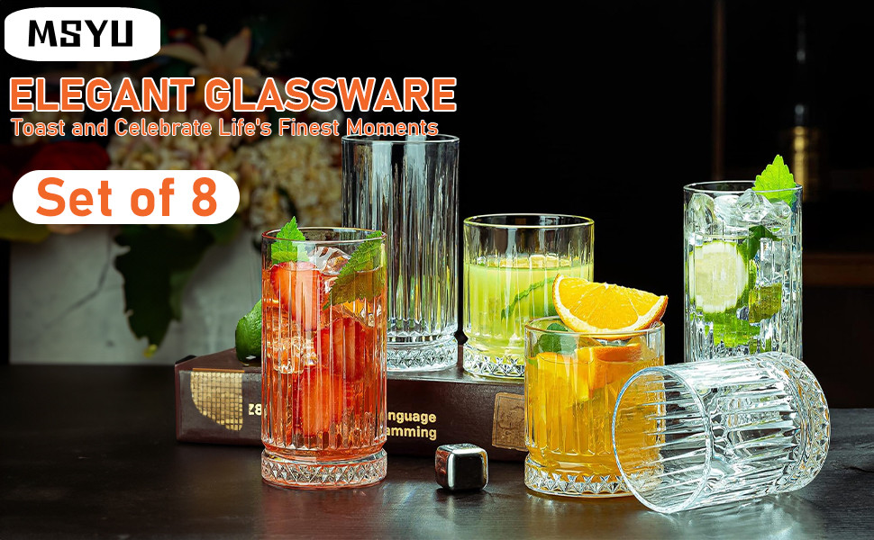 drinking glasses glasses drinking set glass glass cups drinking glasses set of 8