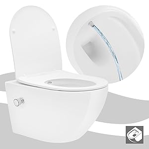 LuxeBath Wand WC Spülrandlos Weiß Tiefspüler Keramik Hänge WC Toilette ohne Spülrand Kloschüssel